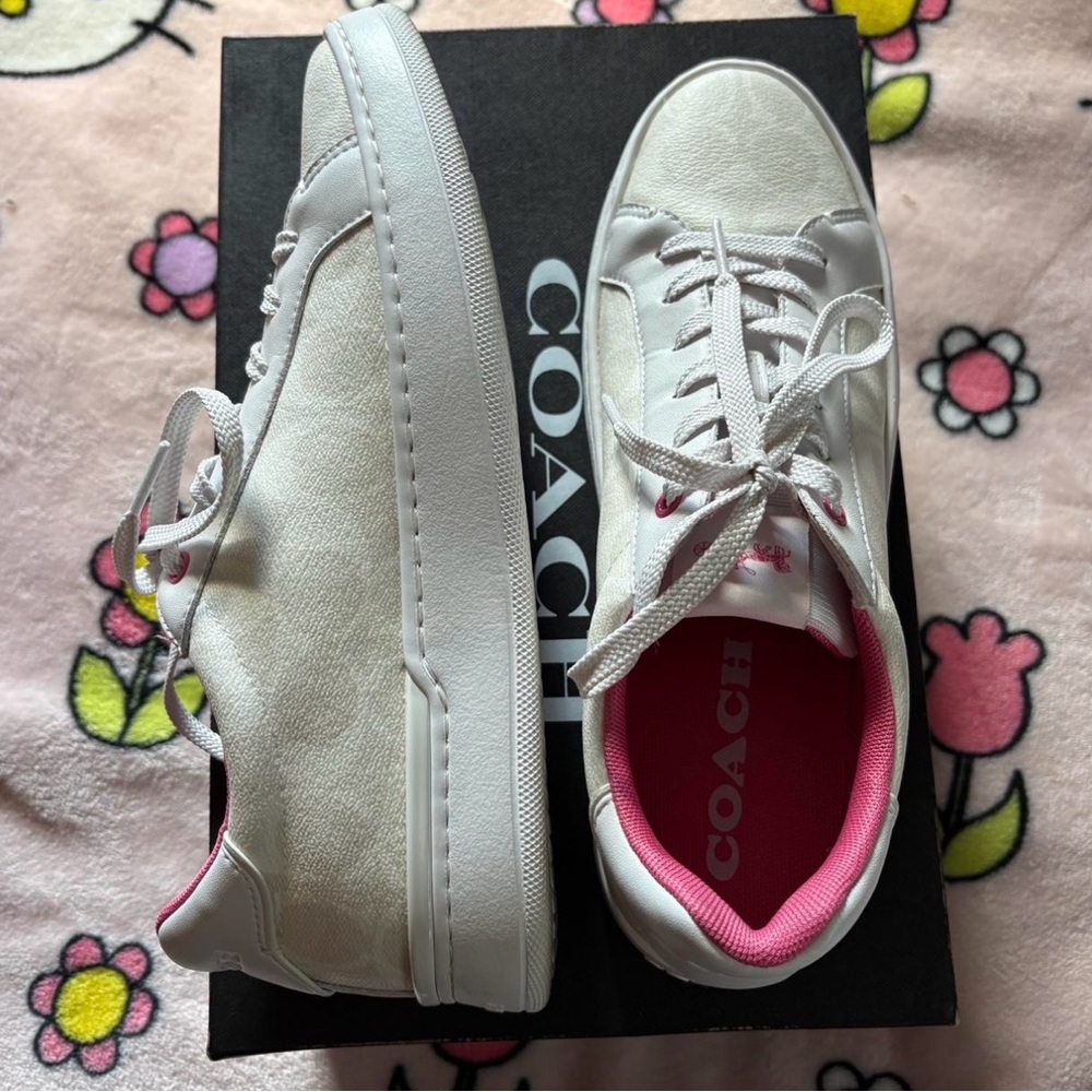 Coach Women's White and Pink Sneakers